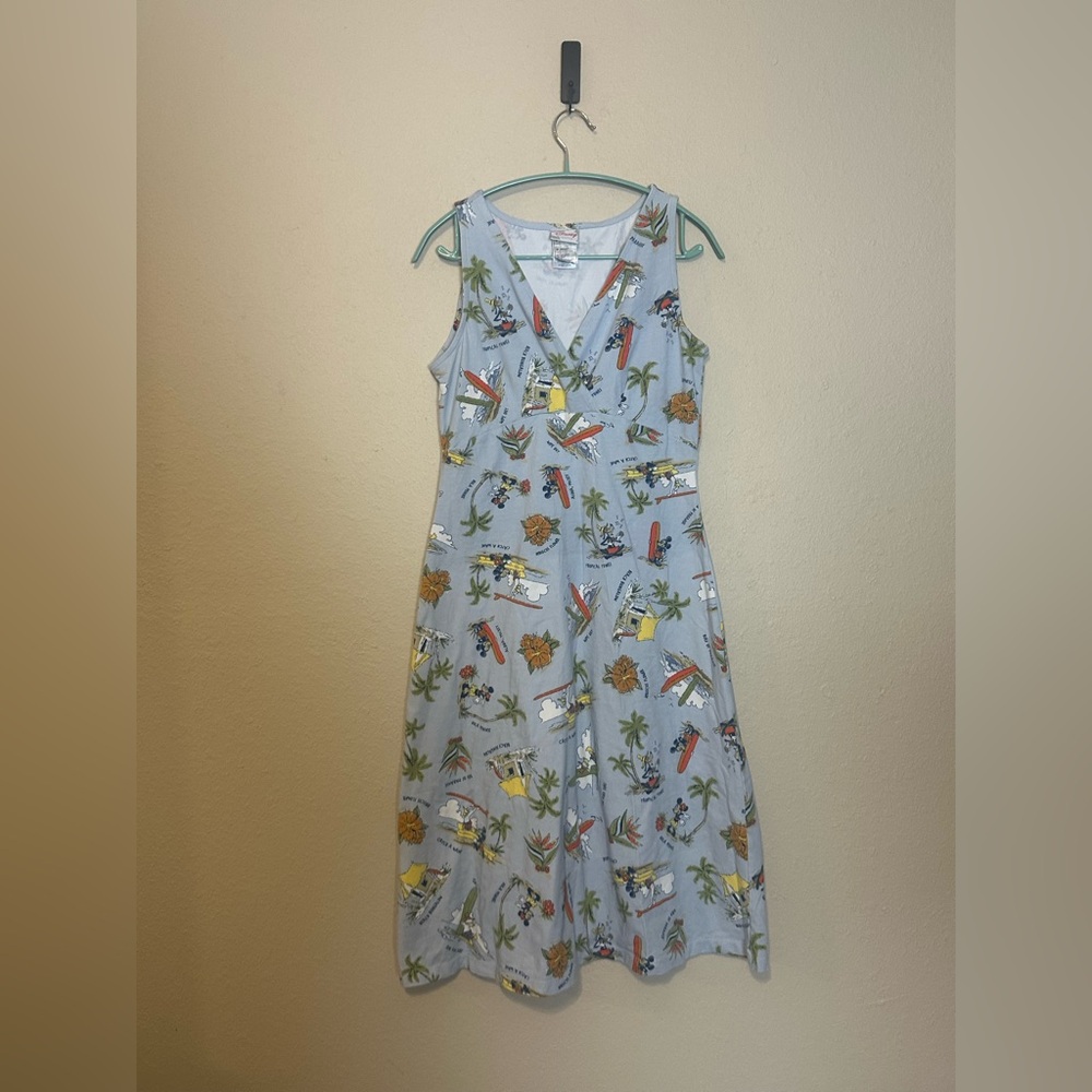 Disney Shopping Vintage Tiki Hawaiian Print Surplice Dress Mickey Minnie‎ Medium